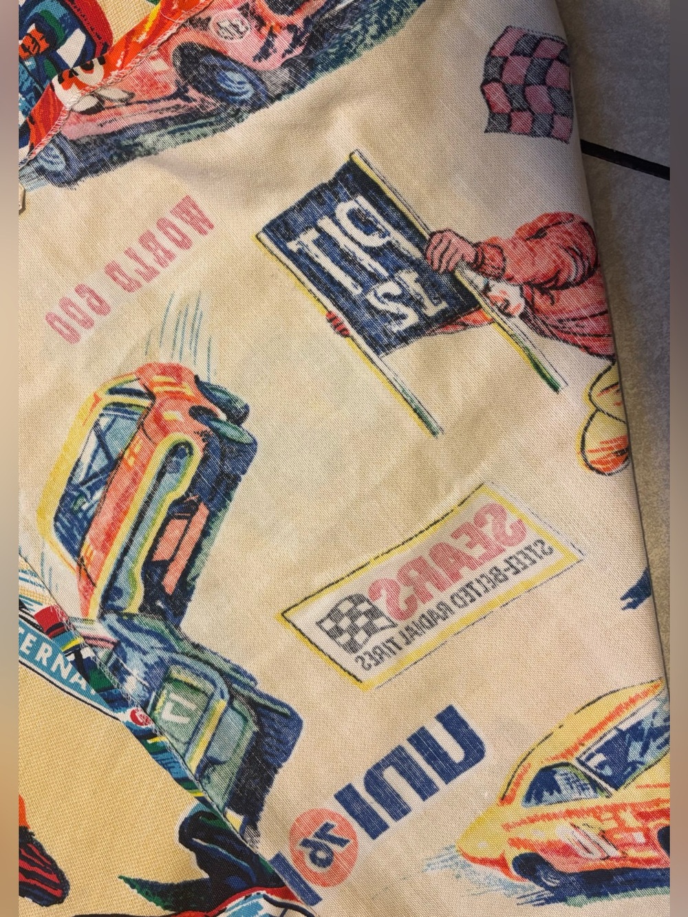 Vintage 1970s Sears Perma-Prest NASCAR Winston 500/Daytona Firecracker Fabric - Picture 9 of 14